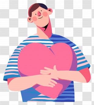 World Kindness Day - Man Holding A Giant Pink Heart In Affection Transparent PNG