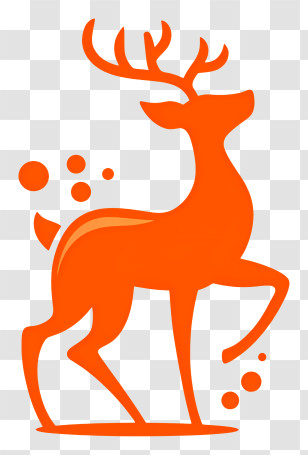 Reindeer Logo - Orange Deer Silhouette With Antlers Transparent PNG