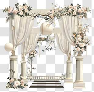 Outdoor Wedding - Elegant Wedding Arch With Flowers Transparent PNG