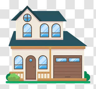 House - Cartoon House With Garage And Windows Transparent PNG