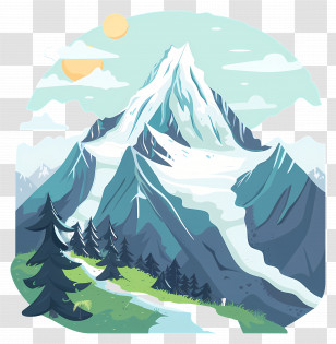 Mount Everest - Snow-capped Mountain With Trees Transparent PNG