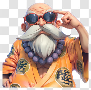 Master Roshi - Wise Elderly Cartoon Character With Sunglasses Transparent PNG