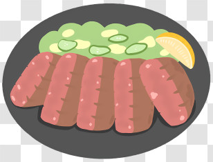 Icon - Plated Sliced Steak With Vegetables And Lemon Transparent PNG