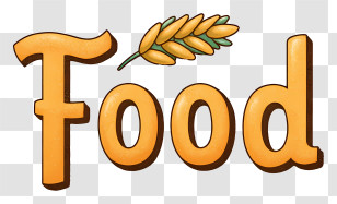 Food Logo - Decorative Food Text With Wheat Transparent PNG