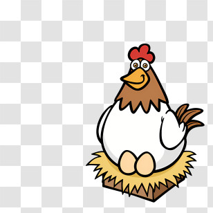 Egg - Cartoon Chicken Sitting On Nest Transparent PNG