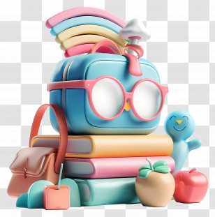 Teacher Appreciation Day - Colorful Books And Accessories With Cute Bird Transparent PNG