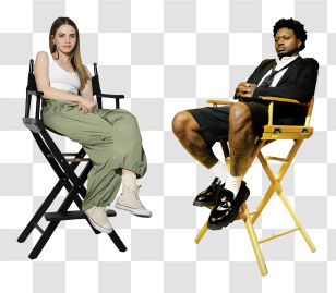Bobbi Althoff - Two People On Director Chairs Transparent PNG