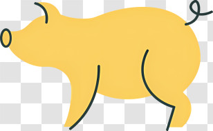 Cartoon Pig - Cute Yellow Pig Illustration Transparent PNG