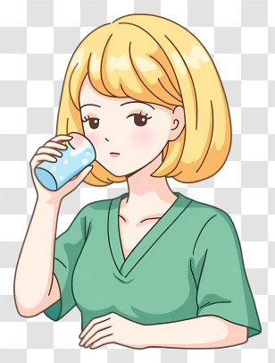 Woman Drinking Water - Girl Drinking From A Cup Transparent PNG