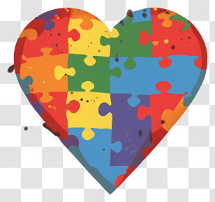Heart Puzzle - Heart-Shaped Jigsaw Puzzle With Rainbow Colors Transparent PNG