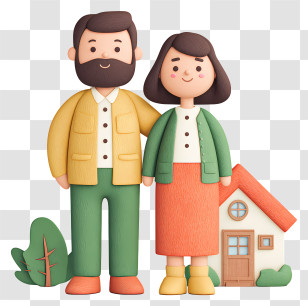 Couple With Mortgage Loan - Cute Couple With Small House Transparent PNG
