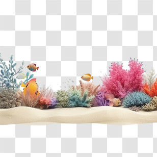 Beach Border
 - Colorful Coral Reefs With Tropical Fish Transparent PNG