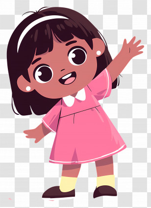 Cartoon Little Girl - Dancing Cartoon Girl In Pink Outfit Transparent PNG