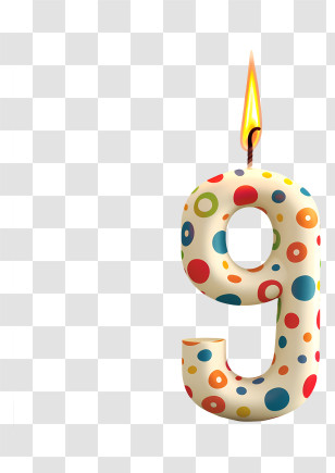 Number 9 Birthday Candle - Number 9 Birthday Candle Transparent PNG