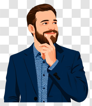 Businessman Looking Up - Man Thinking Pose Illustration Transparent PNG