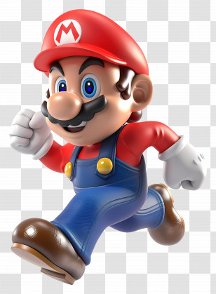 Running Mario - Cartoon Character In Red Hat And Blue Dress Transparent PNG
