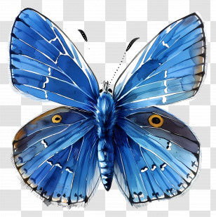 Blue Butterfly - Beautiful Blue Butterfly Illustration Transparent PNG
