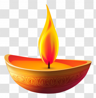 Diya - Diya Lamp With Flame Transparent PNG