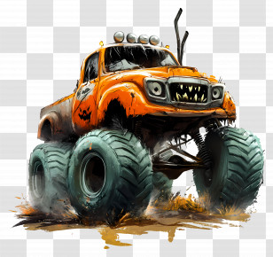 Halloween Monster Truck - Spooky Monster Truck Illustration For Halloween Transparent PNG