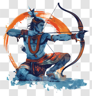 Rama Navami - Archer Illustration In Indian Artwork Style Transparent PNG