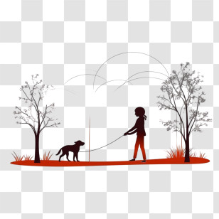 Girl
 - Girl Walking Dog In The Park Silhouette Transparent PNG