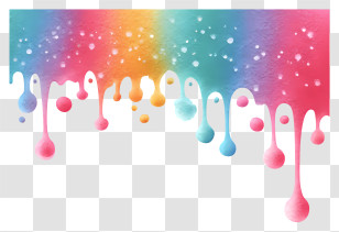 Watercolor Splash Border - Colorful Paint Drips Transparent PNG