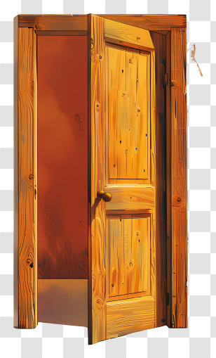 Wooden Door - Open Wooden Door With Rustic Design Transparent PNG