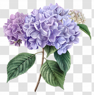Purple Hydrangea - Elegant Hydrangea Flowers Illustration Transparent PNG