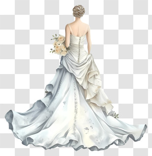 Flat Bride Dress - Bride In Elegant Wedding Dress Transparent PNG