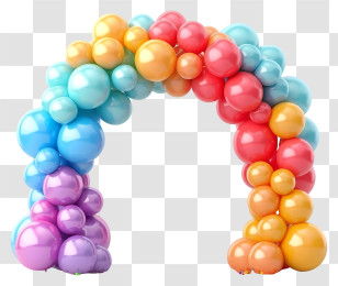 Cartoon Birthday Balloon Arch - Rainbow Balloon Arch For Celebrations Transparent PNG