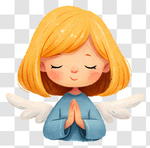 Angel Child - Praying Angel With Wings Transparent PNG