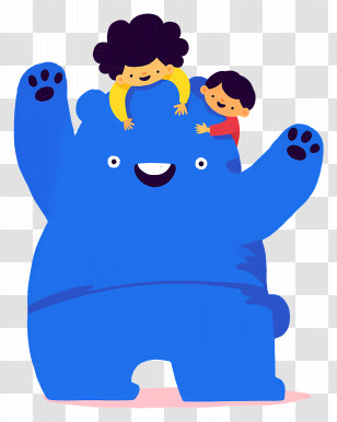 Kids Playing - Playful Blue Bear With Kids Transparent PNG