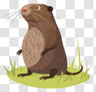 Mole Day - Groundhog Cartoon Standing In A Grassy Field Transparent PNG
