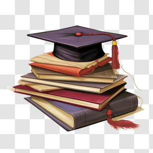 International Literacy Day - Graduation Cap And Books Symbolizing Academic Achievement Transparent PNG