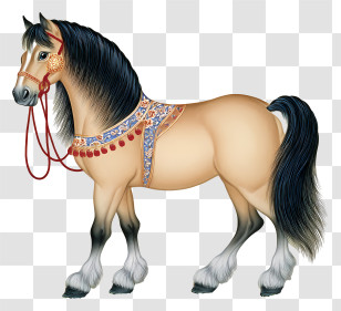 Zodiac Chinese - Decorated Beige Horse Transparent PNG