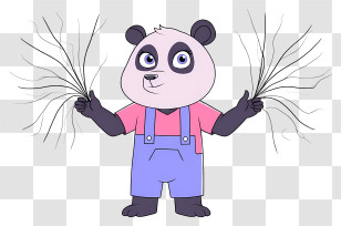 Halloween Panda - Panda With Sparks In Overalls Transparent PNG