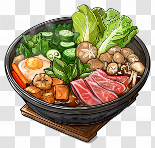 Shabu - Colorful Hot Pot Dish With Ingredients Transparent PNG