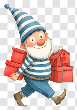 Happy Gnome - Gnome With Gifts Character Transparent PNG