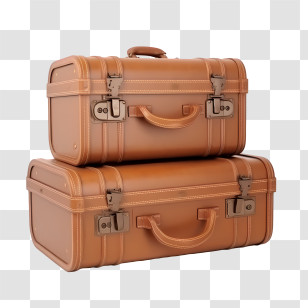 Vintage Suitcase - Stacked Brown Leather Suitcases Transparent PNG