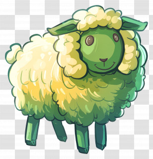 Cartoon Sheep - Whimsical Green Cartoon Sheep Transparent PNG