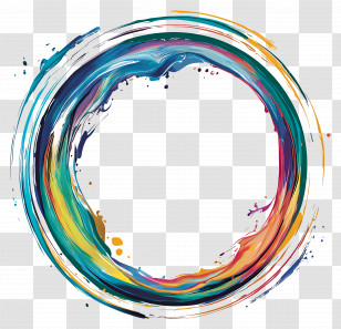 Circle Frame - Colorful Circular Paint Brush Stroke Art Transparent PNG