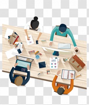 Business Meeting Flat Design Brainstorming - Apartment - 4 People Who Work A Plan Picture Material Transparent PNG