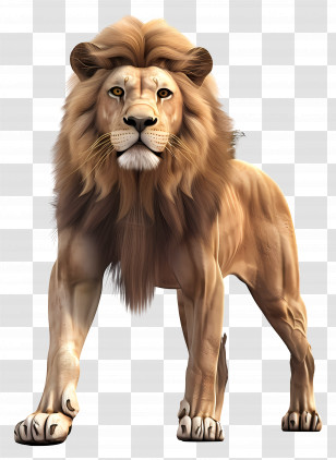 Forest Lion - Realistic Digital Illustration Of A Majestic Lion Transparent PNG