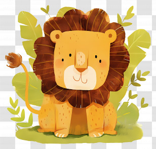 Cute Cartoon Lion - Cute Lion In Jungle Illustration Transparent PNG