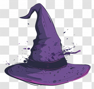 Witch Hat - Illustration Of A Purple Witch Hat Transparent PNG