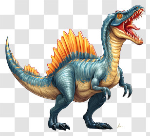 Spinosaurus - Colorful Dinosaur Illustration With Spines Transparent PNG
