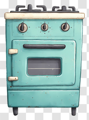 Kitchen Oven - Retro Teal Kitchen Oven Illustration Transparent PNG
