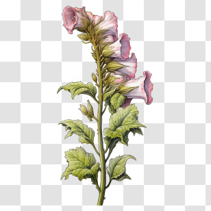 Foxglove Flower - Pink Flower With Stem Transparent PNG