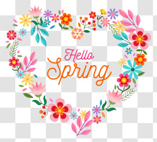 Heart Shaped Frame - Hello Spring Heart-Shaped Floral Design Transparent PNG