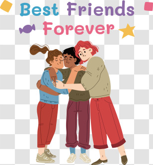 Best Friends Forever
 - Illustration Of Best Friends Hugging Transparent PNG